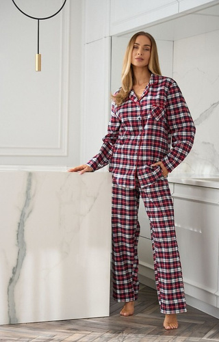2477 Roxy L&L - pantaloni de pijama de flanel de dama cu carouri, 100% bumbac