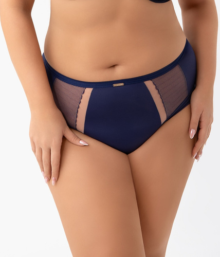 Gorsenia Luisse K442/1 – Chiloți bleumarin cu talie înaltă și tiv din tulle dublu | Confort & efect de netezire