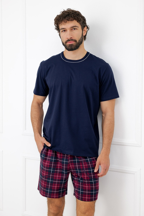 Italian Fashion Brajan pijama bărbați Mega Soft bumbac șorturi în carouri