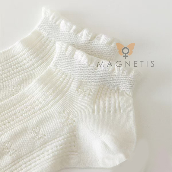 Șosete invizibile damă Magnetis CC-251102 bumbac ecru cu model delicat