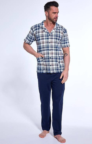 318/54 Pijama bărbați Cornette cu fermoar, bleumarin