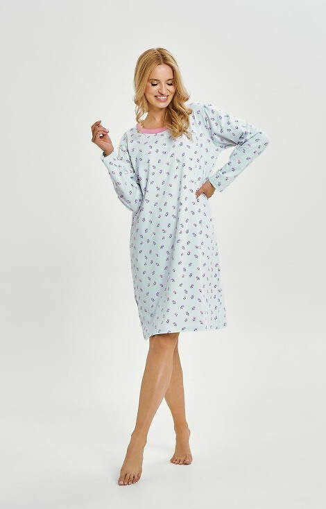 3447 Cămașă de damă Yolanda Taro – bumbac cu elastan, imprimeu floral, mâneci lungi