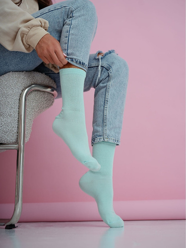 Șosete damă din bumbac Milena 1313-002 – cu nervuri, confort zilnic green