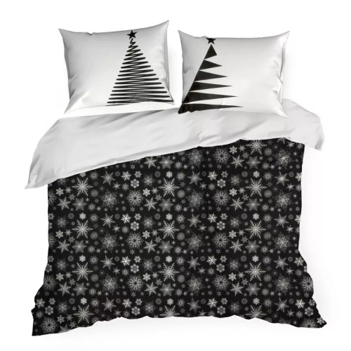 Isla Crăciun lenjerie de pat fulgi de zăpadă Europerdele negru/alb