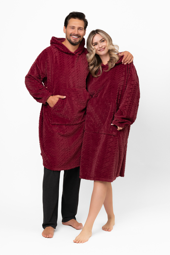 Hanorac Reno Koco Italian Fashion Burgundy – Supradimensionat, Moale, Bipolar, Unisex, cu Capuță