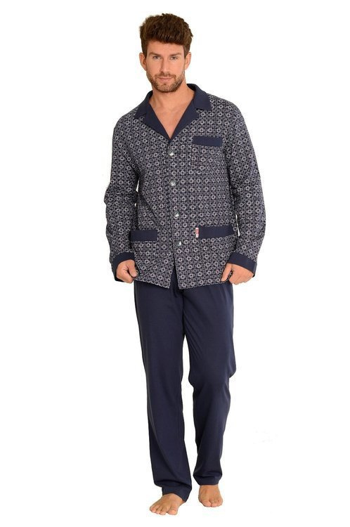 538 Carlo Pijama pentru bărbați De lafense - albastru marin + pătrat