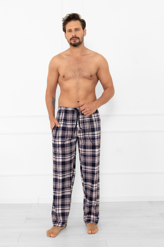 Pantaloni de pijama pentru bărbați Edwin Italian Fashion - bumbac, în carouri, lungi