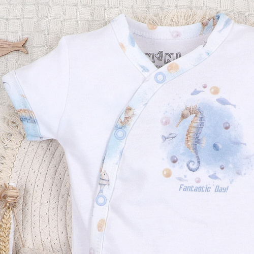 ABN-5444 Body cu mânecă scurtă Nini Sea Of Joy – bumbac organic, pentru bebeluși