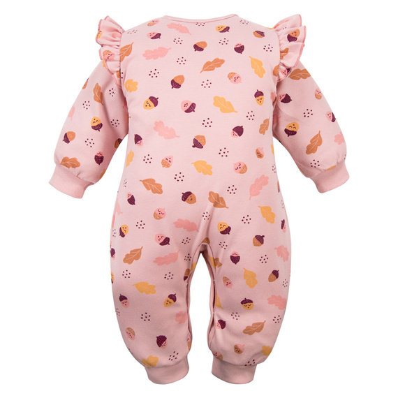 Salopă pentru bebeluși Fluffy Tails Eevi roz – bumbac, fără picioare, cu capse