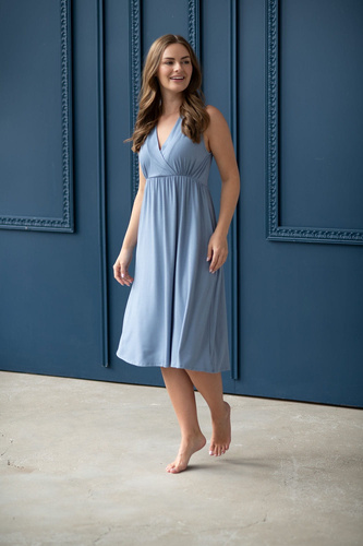 Cămașă de noapte de maternitate și alăptare Star Light din bambus Milk&Love, albastru