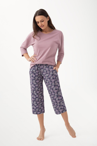 344 Pijamale dama Luna cacao – bumbac, maneci 3/4, confortabile si respirabile