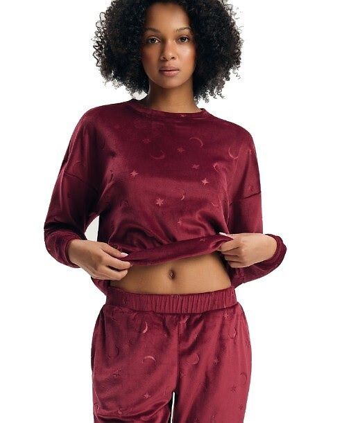 Pijamale damă Henderson 45439 Gilly Carmine 100% bumbac mânecă lungă