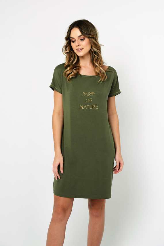 Natura Cămașă de noapte pentru femei, cu mânecă scurtă Italian Fashion - kaki