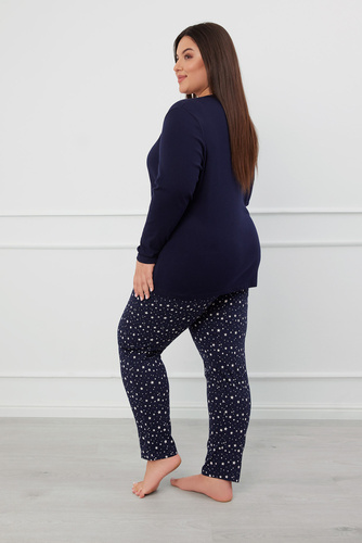 Libra Pijama de damă cu mânecă lungă și pantaloni Italian Fashion - albastru navy/print 