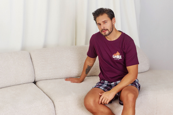 7201 Pijama bărbătească „Chill” Doctor Nap - visiniu