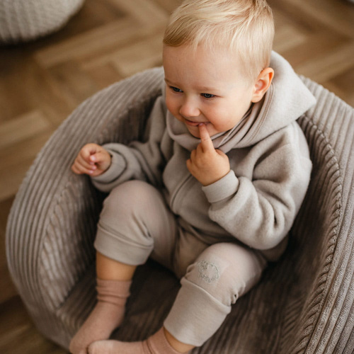 Geaca pentru copii Eevi din lana merinos - bej, respirabila si moale