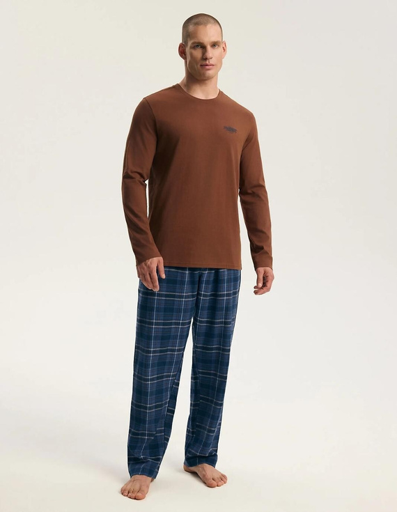 Pijamale bărbați Henderson 45451 Imago maro 100% bumbac flanel premium