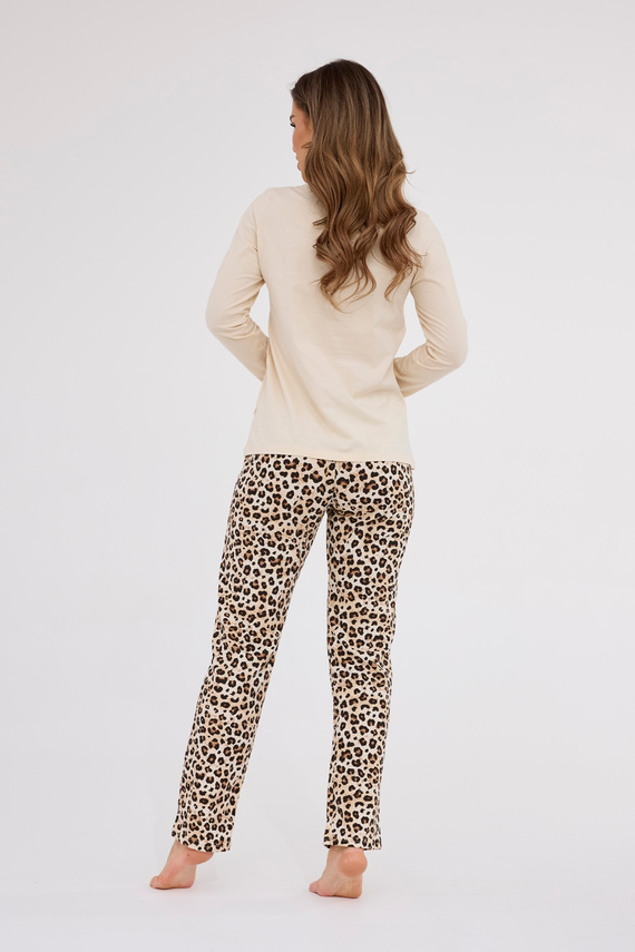 DR 655/439 Pijamale dama Cornette, leopard bej, bumbac lung