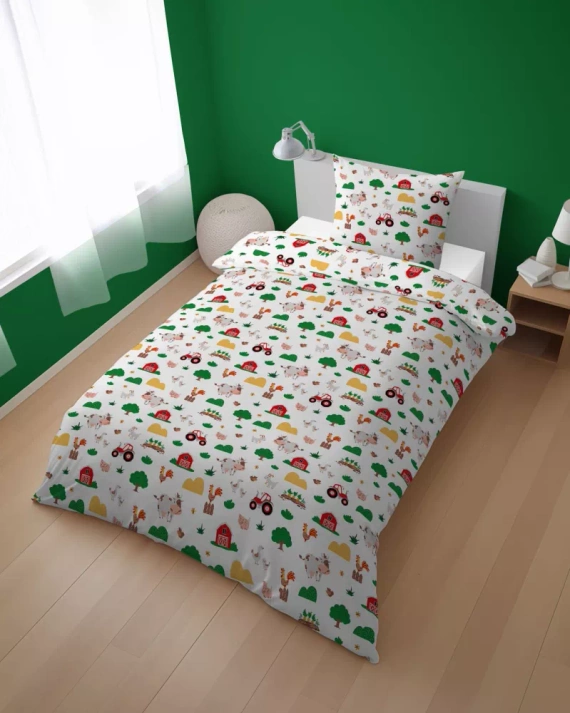 5439 A Wesoła Farma Mała Lenjerie de pat bumbac pentru copii Detexpol alb