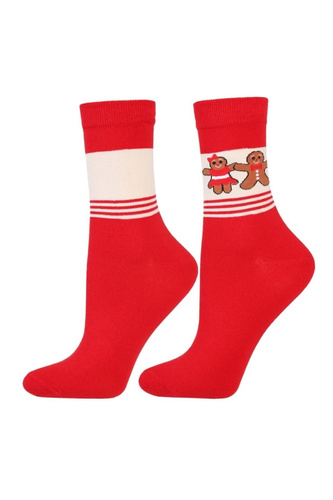 Șosete de damă Moraj CSLS300-046/2 roșii/vanilie - Crăciun, bumbac, set de 2 perechi