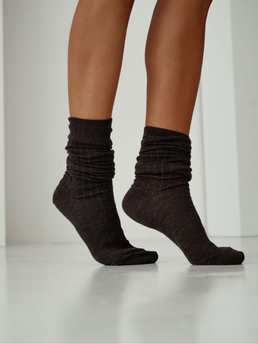 Șosete până la genunchi 1627-001 Milena bej – lână, nervuri, manșetă necompresivă