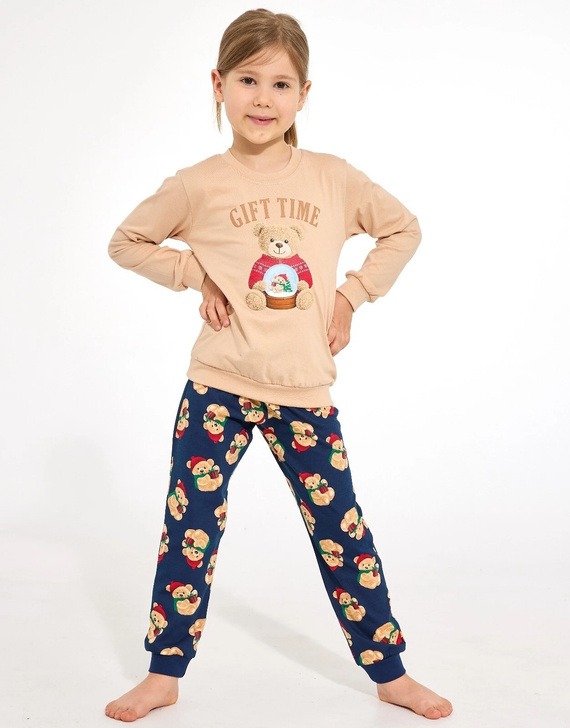 Cornette Gift Time Christmas 594/204 592/204 Pijamale fete bej 100% bumbac