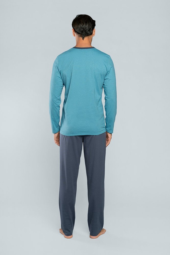 Lion Pijama cu mânecă lungă pentru bărbați, pantaloni Italian Fashion - roșu/grafit