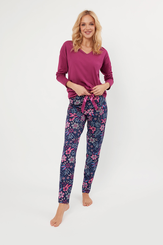 Folk Pijama pentru femei cu mânecă lungă, pantaloni lungi Italian Fashion - mure/print