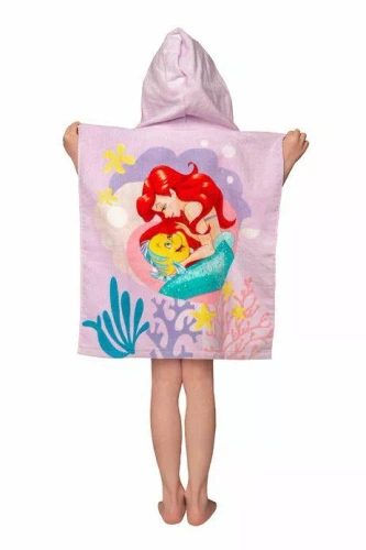 Poncho pentru copii Ariel Mermaid roz Prosop cu glugă Disney Jf24 Pentru piscină, plajă, baie Jerry Fabrics