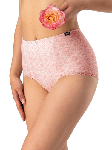 Slip dama din bumbac Key LPM 731 negru-bej - 2 piese la cutie, croiala clasica