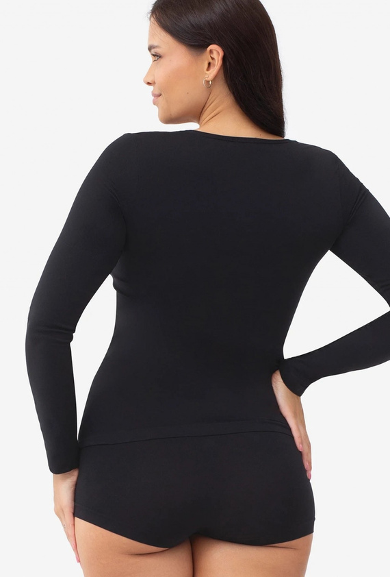 Gatta T-Shirt L 2635 bluză damă neagră fără cusături cu mânecă lungă din microfibră