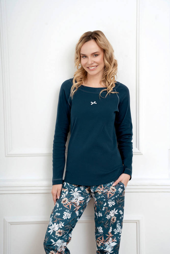 Hariet Pijama de damă cu mâneci lungi, pantaloni lungi Italian Fashion- marine/print