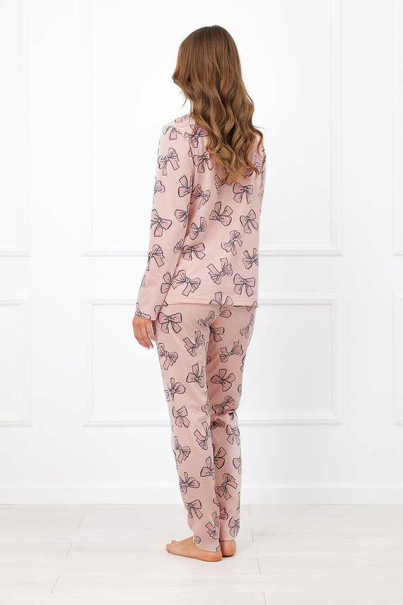 Italian Fashion Izabell pijama damă din bumbac, lungă, cu nasturi și fundițe