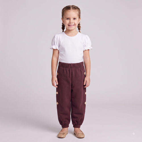 226277 Nicol HANIA Pantaloni alladynki pentru fete, maro închis, bumbac