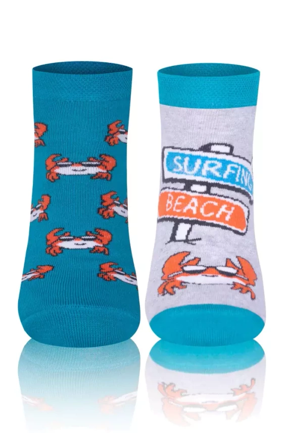 S138S Krab Socks șosete de picior Italian Fashion - turcoaz/portocaliu/mielange deschis
