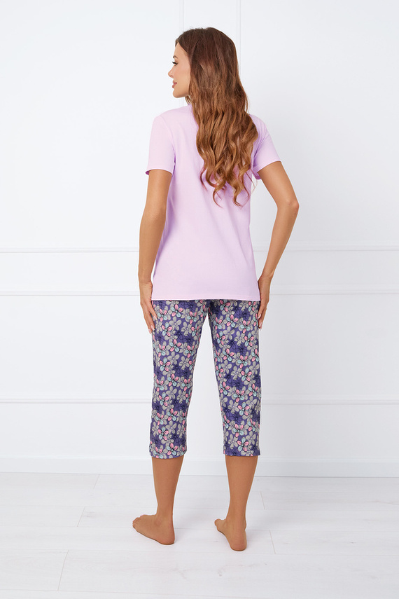 Carbonia Pijama de damă cu mânecă scurtă, pantaloni 3/4 Italian Fashion - roz/print