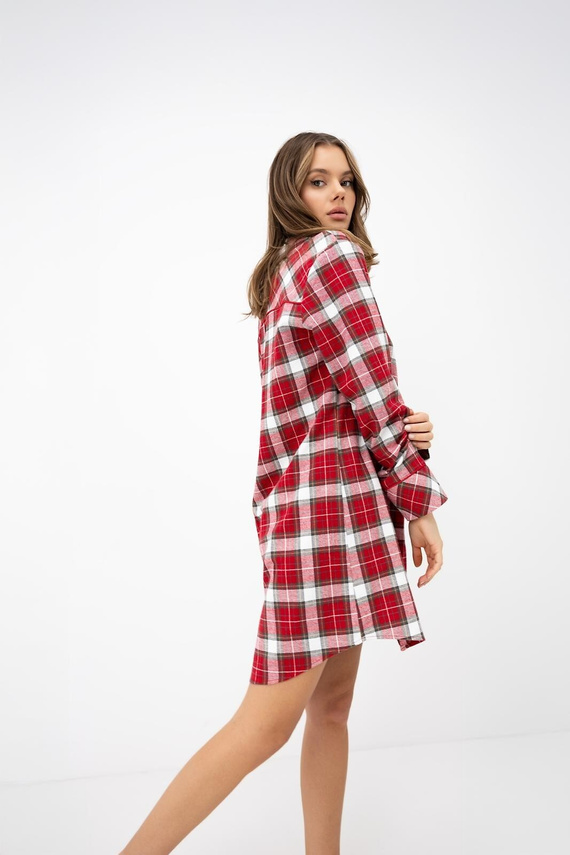 Sensis Clariel Cămașă damă din flanel 100% bumbac, carouri roșii