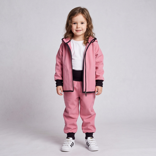 Nicol Pantaloni softshell copii 229050 polar talie înaltă cu manșete roz pudrat