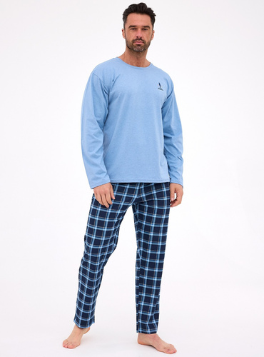 124/308 Sequoia Cornette – pijamale bărbați din bumbac, mâneci lungi, pantaloni în carouri