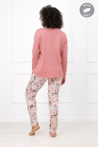 Italian Fashion Kafelia pijama damă Mega Soft lungă cu flori și fundiță