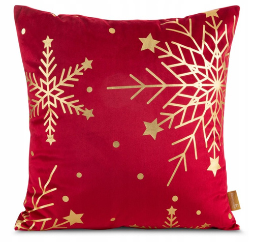 Față de pernă de Crăciun Eurofirany din catifea roșie Chp 237 – decor moale și elegant