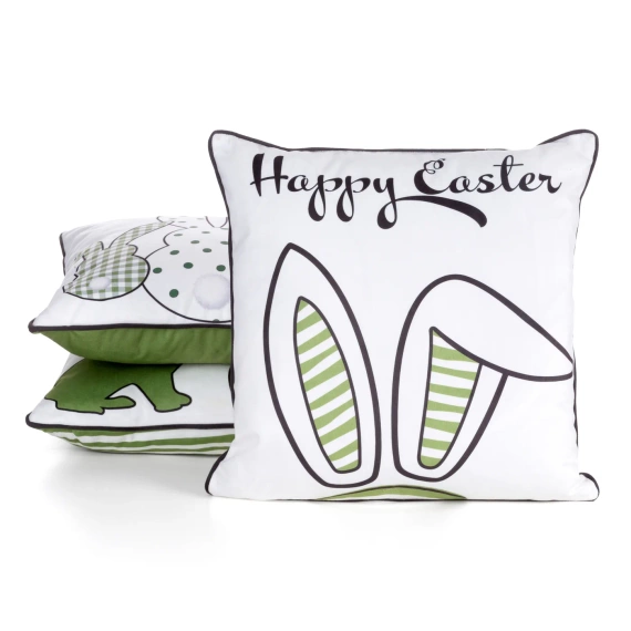 Fata de perna de Paste Primavara 2 din catifea cu imprimeu Euro, perdele verzi