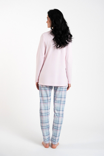 Emilly Unzipped Ladies' Long Sleeve Pyjamas and Trousers Italian Fashion - roz/print