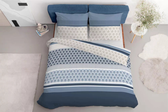 5028 A Lenjerie de pat din microfibră cu geometrie Detexpol, albastră