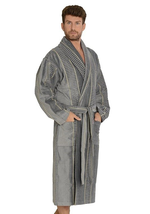 803 / 819 Halat bărbătesc Twin terry Forex - gri galben (curele largi gri)