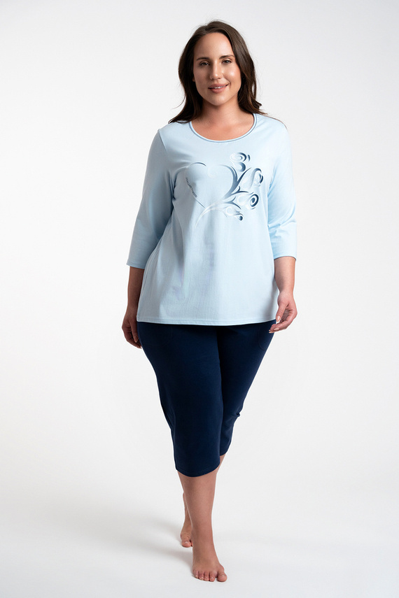 Arietta Pijama de damă cu mâneci 3/4 și pantaloni 3/4 Italian Fashion - albastru