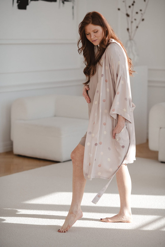 Halat de baie din bambus de maternitate Milk&Love cu buline