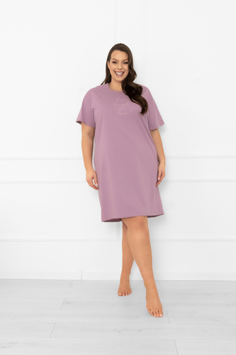 Cămașă de noapte pentru femei Ksara - mânecă scurtă, bumbac Italian Fashion - heather