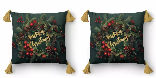 5377 Un Crăciun Fericit Față de pernă decorativă de Crăciun Detexpol - fermoar