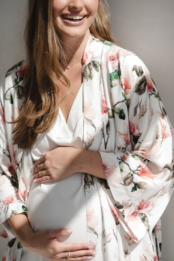 Cămașă de noapte pentru maternitate și alăptare Moon Milk&Love – viscoză crem, oversize | Calitate poloneză